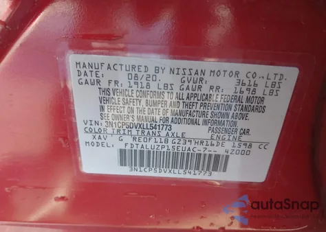 2020 Nissan Kicks Sr Xtronic Cvt из США, поврежденный, VIN 3N1CP5DVXLL541773